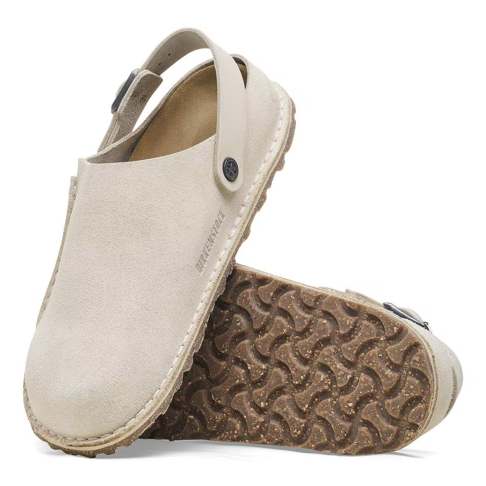 Womens Size EU 38 US 7 Birkenstock Lutry Premium Suede Eggshell Clogs Shoes